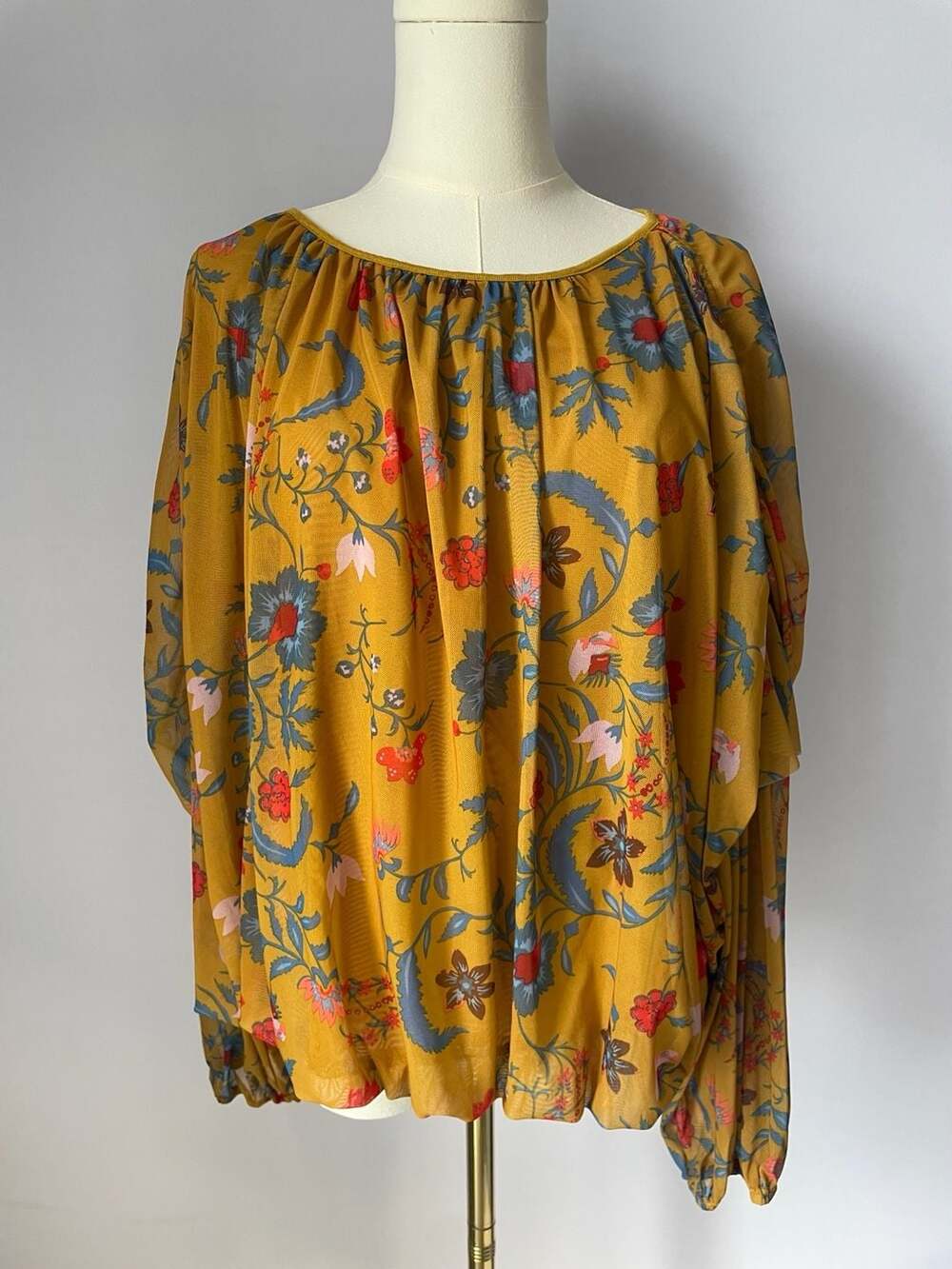 Free People Wildflower Honey Mesh Top Blouse Size L